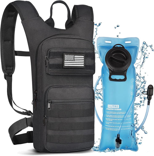 Brightify 17L Hydration Backpack with 3L TPU Water Bladder, Water Backpack Hydration Pack for Hunting Hiking Cycling Climbing Biking Running, Molle Compatible Water Backpack for Adult, Tan - actual_color: black