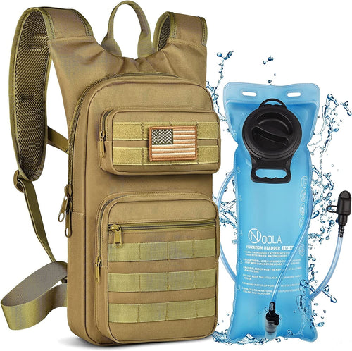 Brightify 17L Hydration Backpack with 3L TPU Water Bladder, Water Backpack Hydration Pack for Hunting Hiking Cycling Climbing Biking Running, Molle Compatible Water Backpack for Adult, Tan